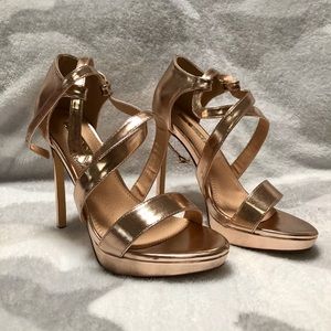 New Rose gold platform strappy Heel